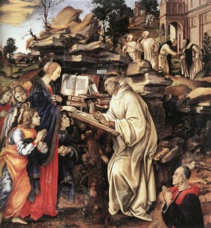 Oil lippi, fra filippo Painting - Apparition of The Virgin to St Bernard    1486 by Lippi, Fra Filippo