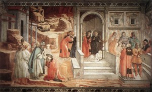 Oil lippi, fra filippo Painting - Disputation in the Synagogue     1452-65 by Lippi, Fra Filippo