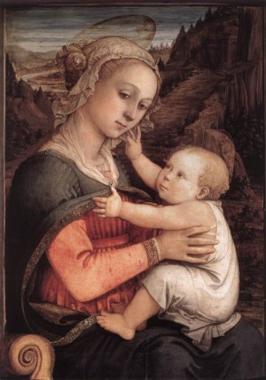 Oil madonna Painting - Madonna and Child    1460s by Lippi, Fra Filippo