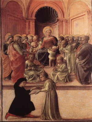 Oil madonna Painting - Madonna and Child with Saints and a Worshipper   c. 1437 by Lippi, Fra Filippo