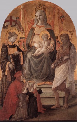 Oil madonna Painting - Madonna del Ceppo     1453 by Lippi, Fra Filippo