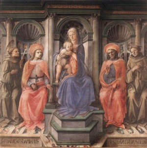 Oil madonna Painting - Madonna Enthroned with Saints     c. 1445 by Lippi, Fra Filippo