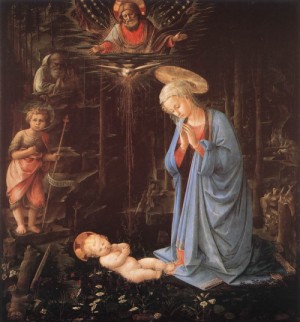 Oil madonna Painting - Madonna in the Forest   c. 1460 by Lippi, Fra Filippo