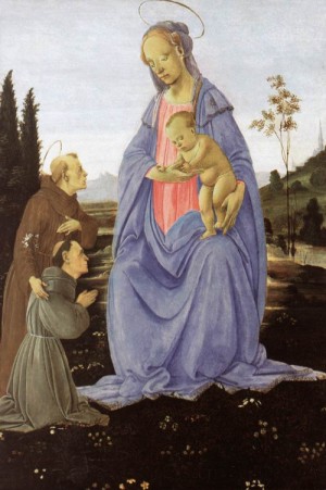 Oil lippi, fra filippo Painting - Madonna with Child, St Anthony of Padua and a Friar    before 1480 by Lippi, Fra Filippo