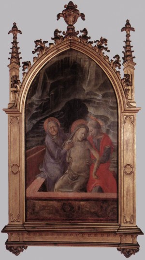 Oil lippi, fra filippo Painting - Pieta    1460-65 by Lippi, Fra Filippo