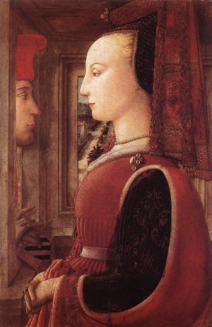 Oil woman Painting - Portrait of a Man and a Woman by Lippi, Fra Filippo