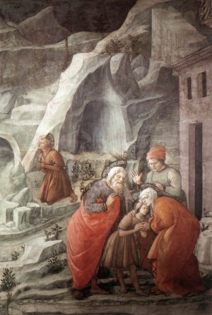 Oil lippi, fra filippo Painting - St John Taking Leave of his Parents   1452-65 by Lippi, Fra Filippo