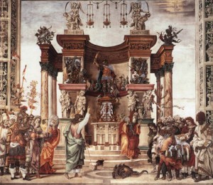 Oil lippi, fra filippo Painting - St Philip Driving the Dragon from the Temple of Hieropolis   1502 by Lippi, Fra Filippo