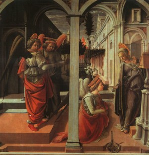 Oil annunciation Painting - The Annunciation, 1440 by Lippi, Fra Filippo