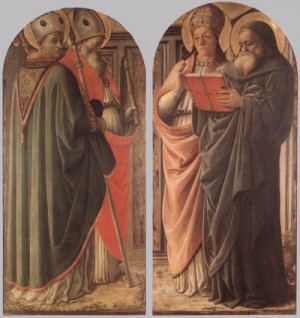 Oil lippi, fra filippo Painting - The Doctors of the Church    c. 1437 by Lippi, Fra Filippo