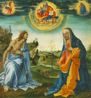 Oil lippi, fra filippo Painting - The Intervention of Christ and Mary by Lippi, Fra Filippo