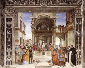 Oil lippi, fra filippo Painting - Triumph of St Thomas Aquinas over the Heretics    1489-91 by Lippi, Fra Filippo