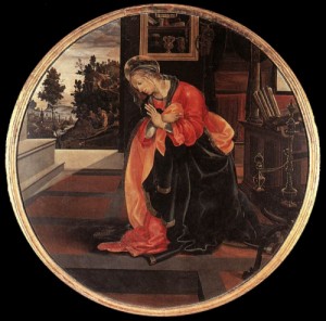 Oil annunciation Painting - Virgin from the Annunciation    1483-84 by Lippi, Fra Filippo