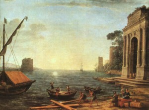 Oil lorrain, claude Painting - A Seaport, 1674 Pinakothek at Munich by Lorrain, Claude