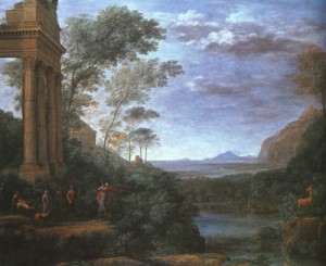 Oil lorrain, claude Painting - Landscape with Ascanius Shooting the Stag of Silvia, 1682 by Lorrain, Claude