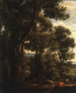 Oil lorrain, claude Painting - Landscape with Goatherd, 1636 by Lorrain, Claude