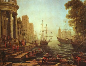 Oil lorrain, claude Painting - Seaport, The Embarkation of St. Ursula, 1641, by Lorrain, Claude