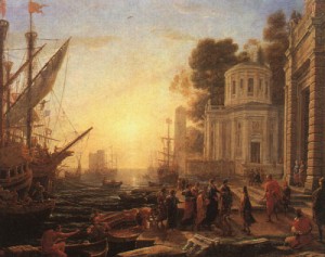 Oil the Painting - The Disembarkation of Cleopatra at Tarsus, 1642 by Lorrain, Claude