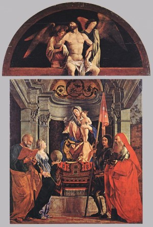 Oil lotto, lorenzo Painting - - Madonna and Child with Sts Peter, Christine, Liberale, and Jerome   1505 by Lotto, Lorenzo