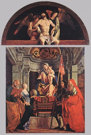 Oil madonna Painting - - Madonna and Child with Sts Peter, Christine, Liberale, and Jerome   1505 by Lotto, Lorenzo
