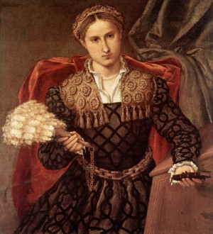 Oil lotto, lorenzo Painting - Portrait of Laura da Pola    1544 by Lotto, Lorenzo