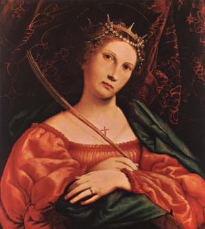 Oil lotto, lorenzo Painting - St Catherine of Alexandria   1522 by Lotto, Lorenzo