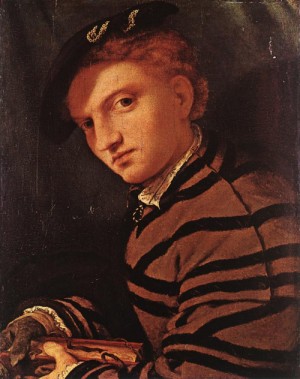 Oil lotto, lorenzo Painting - Young Man with Book   1525-26 by Lotto, Lorenzo