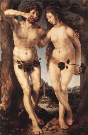 Oil mabuse Painting - Adam and Eve    c. 1520 by Mabuse