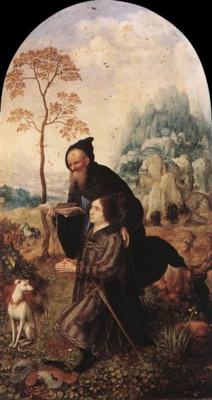 Oil mabuse Painting - St Anthony with a Donor   1508 by Mabuse