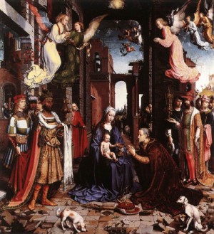 Oil mabuse Painting - The Adoration of the Kings    1500-15 by Mabuse