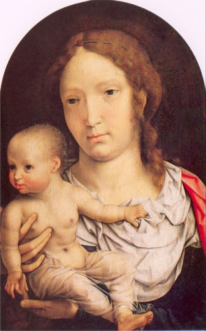 Oil mabuse Painting - The Carondelet Diptych right wing, The Virgin and Child  1517 by Mabuse