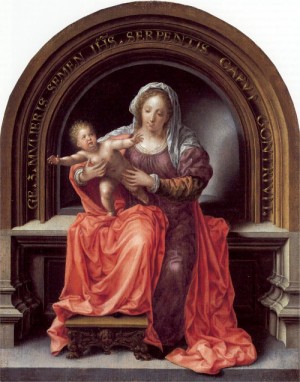 Oil mabuse Painting - The Virgin and Child  1527 by Mabuse