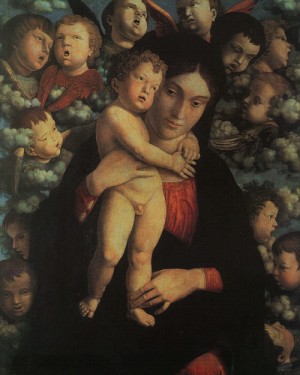 Oil mantegna, andrea Painting - Madonna & Child with Cherubs, by Mantegna, Andrea