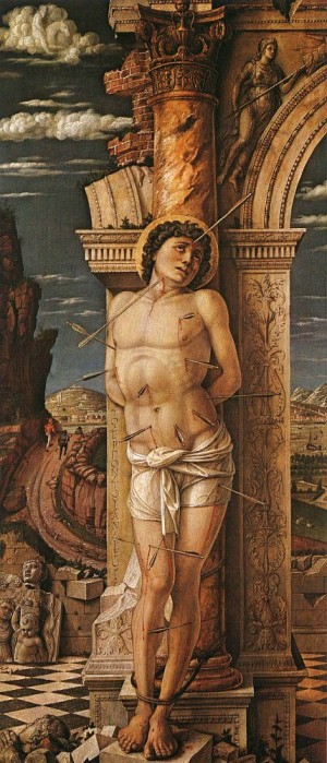 Oil mantegna, andrea Painting - St. Sebastian, 1459-60 by Mantegna, Andrea