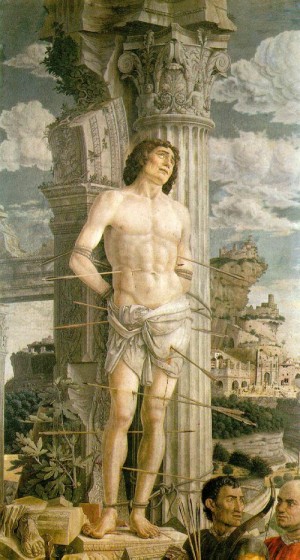 Oil mantegna, andrea Painting - St. Sebastian    c. 1480 by Mantegna, Andrea