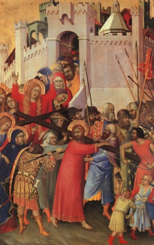Oil martini, simone Painting - Orsini Diptych, panel featuring The Carrying of the Cross, 1325-35 by Martini, Simone
