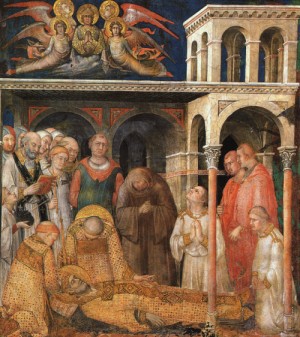 Oil martini, simone Painting - The Death of St. Martin  1321 by Martini, Simone