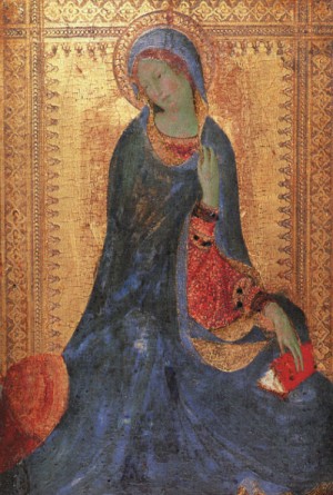 Oil martini, simone Painting - The Virgin of the Annunciation, 1333 by Martini, Simone