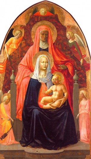 Oil masaccio Painting - Madonna and Child with St. Anne by Masaccio