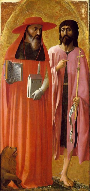 Oil masaccio Painting - St Jerome and St John the Baptist   1428 by Masaccio