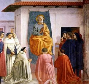 Oil masaccio Painting - St. Peter Enthroned  c. 1424-28 by Masaccio