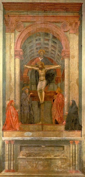  Photograph - The Holy Trinity with The Virgin and St. John, 1425 by Masaccio