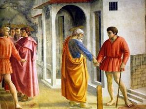 Oil masaccio Painting - Tribute Money(right side)  c.1424-28 by Masaccio