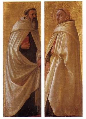Oil masaccio Painting - Two Carmelite Saints (panel from the Pisa Altar)  1426 by Masaccio
