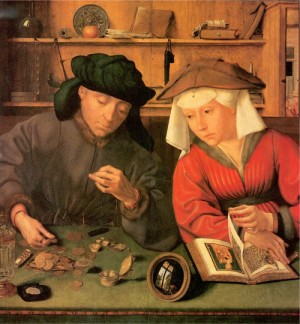 Oil massys, quentin Painting - The Moneylender and his Wife   1514 by Massys, Quentin