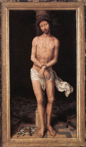 Oil the Painting - Christ at the Column    1485-90 by Memling, Hans