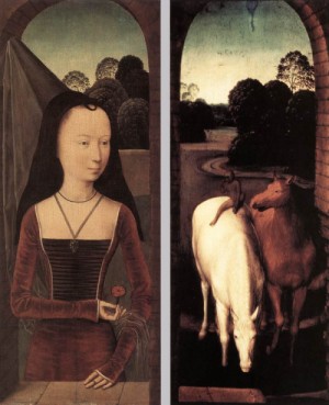 Oil the Painting - Diptych with the Allegory of True Love    1485-90 by Memling, Hans