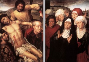 Oil memling, hans Painting - Diptych with the Deposition    1492-94 by Memling, Hans