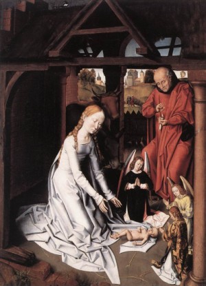 Oil memling, hans Painting - Nativity    1475-1500 by Memling, Hans