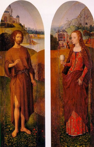 Oil memling, hans Painting - Outer wings of a triptych by Memling, Hans